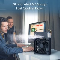 Mini ventilator portabil cu pulverizator apa, racitor de aer, purificator, RGB, rezervor apa 600 ml