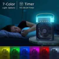 Mini ventilator portabil cu pulverizator apa, racitor de aer, purificator, RGB, rezervor apa 600 ml