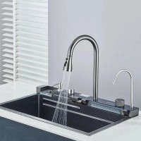 Chiuveta multifunctionala cu 2 cascade si accesorii incluse, afisaj digital temperatura