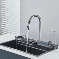 Chiuveta multifunctionala cu 2 cascade si accesorii incluse, afisaj digital temperatura