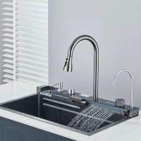 Chiuveta multifunctionala cu 2 cascade si accesorii incluse, afisaj digital temperatura