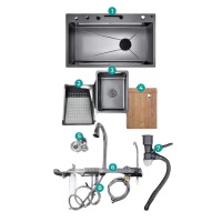 Chiuveta multifunctionala cu 2 cascade si accesorii incluse, afisaj digital temperatura