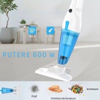 Aspirator Vertical 2 in 1, Portabil, Putere 600 W, Filtru Hepa, Calitate Premium, Alb