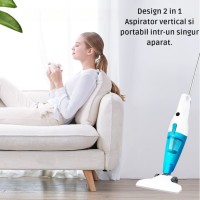 Aspirator Vertical 2 in 1, Portabil, Putere 600 W, Filtru Hepa, Calitate Premium, Alb