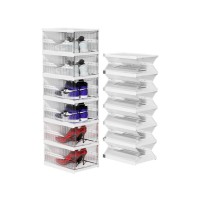 Set 6 Cutii Depozitare Pantofi, Organizator cu Usita Transparenta Magnetica, Pliabil