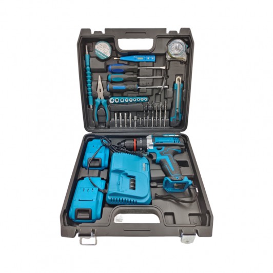 Set trusa cu masina de injurubat si gaurit electrica, accesorii si 2 acumulatori inclusi, 21V