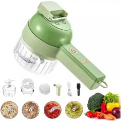Tocator de bucatarie electric 4 in 1, portabil, Feliere, Tocare, Curatare, Maruntire, Verde