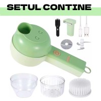Tocator de bucatarie electric 4 in 1, portabil, Feliere, Tocare, Curatare, Maruntire, Verde