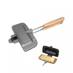 Tigaie pentru copt sandwich 4 in 1, antiaderenta, aluminiu, lemn