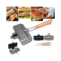 Tigaie pentru copt sandwich 4 in 1, antiaderenta, aluminiu, lemn