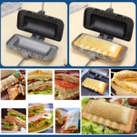 Tigaie pentru copt sandwich 4 in 1, antiaderenta, aluminiu, lemn