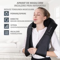 Aparat de masaj si relaxare Shiatsu, role circulare, incalzire, 24W