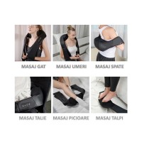Aparat de masaj si relaxare Shiatsu, role circulare, incalzire, 24W