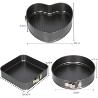 Set 3 Tavi de copt, Otel Carbon, Forma Inima, Rotunda, Patrata, Negru
