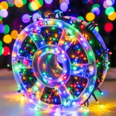Instalatie luminoasa de Craciun, rola bec diamant, 240 de leduri multicolore, 50 metri