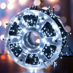 Instalatie luminoasa de Craciun, rola bec diamant, 240 de leduri alb-rece, 50 metri