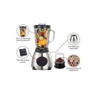 Blender 2 in 1 cu rasnita de cafea, 2200W, 5 viteze, 1.5L, carcasa din inox si ABS, bol din sticla