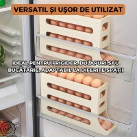 Suport organizator pentru oua, 4 niveluri, rulare automata, 30 oua, 36x7x20 cm Suport organizator pentru oua, 4 niveluri, rulare automata, 30 oua, 36x7x20 cm