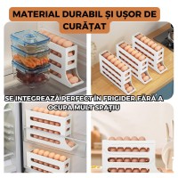 Suport organizator pentru oua, 4 niveluri, rulare automata, 30 oua, 36x7x20 cm Suport organizator pentru oua, 4 niveluri, rulare automata, 30 oua, 36x7x20 cm