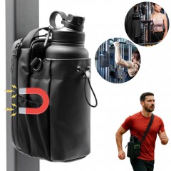 Geanta pentru sala cu prindere magnetica, compartiment pentru sticla de apa, buzunar cu fermoar
