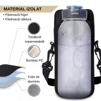 Geanta pentru sala cu prindere magnetica, compartiment pentru sticla de apa, buzunar cu fermoar