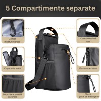 Geanta pentru sala cu prindere magnetica, compartiment pentru sticla de apa, buzunar cu fermoar