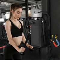 Geanta pentru sala cu prindere magnetica, compartiment pentru sticla de apa, buzunar cu fermoar