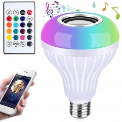 Bec LED RGB cu difuzor Bluetooth, E27, 4 moduri de iluminare, alb