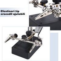 Lupa cu suport, 5 Led-uri, 250V, 50/60Hz, Plastic, 20x10x17.5 cm, Negru