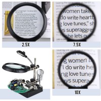 Lupa cu suport, 5 Led-uri, 250V, 50/60Hz, Plastic, 20x10x17.5 cm, Negru