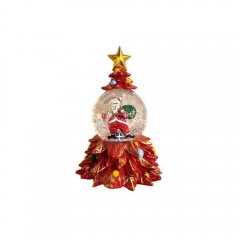 Glob Craciun Decorativ, Brad 3D, Mos Craciun, Muzical, Efect Ninsoare, Figurina, LED, Unibox