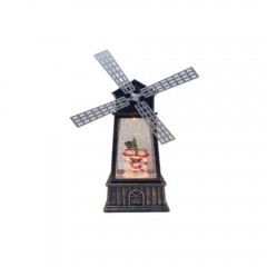 Moara de Vant Decorativa Craciun, Oameni de Zapada, Efect Ninsoare, Iluminare LED, Muzicala, Unibox