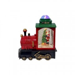 Tren Locomotiva Decorativa, Mos Craciun, Bradut, Ventilator Zapada, Muzicala, LED, Unibox