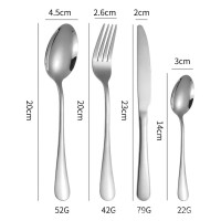 Set de tacamuri din otel inoxidabil 24 piese, Longziming, ecologic, cu cutie cadou, argintiu Set de tacamuri din otel inoxidabil 24 piese, Longziming, ecologic, cu cutie cadou, argintiu