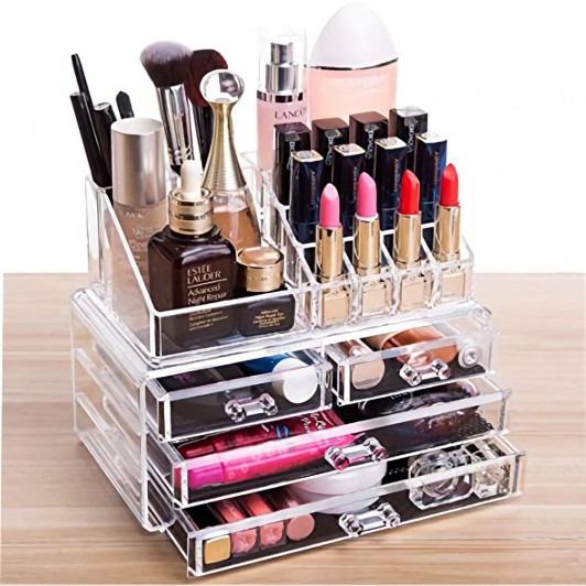 Organizator Cosmetice, Cutie Depozitare, 4 Sertare, Transparenta, Dimensiuni 24x19 cm, Unibox Organizator Cosmetice, Cutie Depozitare, 4 Sertare, Transparenta, Dimensiuni 24x19 cm, Unibox