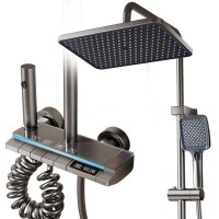 Set Coloana Dus Digital, Termostat, LED, Afisaj Temperatura, 4 Functii, Tip Ploaie, Grafit, Unibox Set Coloana Dus Digital, Termostat, LED, Afisaj Temperatura, 4 Functii, Tip Ploaie, Grafit, Unibox