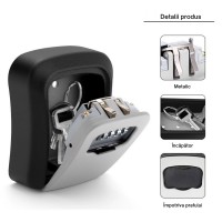 Seif Manual pentru Chei, Cifru Mecanic, Cutie Securitate, Antiefractie, Compact, Negru Gri, Unibox Seif Manual pentru Chei, Cifru Mecanic, Cutie Securitate, Antiefractie, Compact, Negru Gri, Unibox