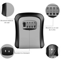 Seif Manual pentru Chei, Cifru Mecanic, Cutie Securitate, Antiefractie, Compact, Negru Gri, Unibox Seif Manual pentru Chei, Cifru Mecanic, Cutie Securitate, Antiefractie, Compact, Negru Gri, Unibox