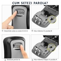 Seif Manual pentru Chei, Cifru Mecanic, Cutie Securitate, Antiefractie, Compact, Negru Gri, Unibox Seif Manual pentru Chei, Cifru Mecanic, Cutie Securitate, Antiefractie, Compact, Negru Gri, Unibox