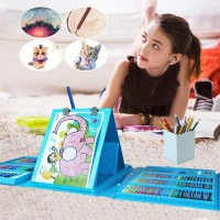 Set Pictura si Desen 208 Piese, Tip Servieta, Organizare, Copii 3-12 Ani, Set Complet, Albastru/Roz Set Pictura si Desen 208 Piese, Tip Servieta, Organizare, Copii 3-12 Ani, Set Complet, Albastru/Roz