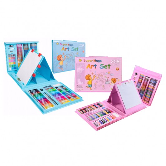 Set Pictura si Desen 208 Piese, Tip Servieta, Organizare, Copii 3-12 Ani, Set Complet, Albastru/Roz Set Pictura si Desen 208 Piese, Tip Servieta, Organizare, Copii 3-12 Ani, Set Complet, Albastru/Roz