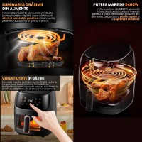 Air Fryer, friteuza cu aer cald, 8l, 2400W, afisaj digital, control tactil Air Fryer, friteuza cu aer cald, 8l, 2400W, afisaj digital, control tactil