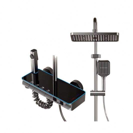 Set Coloana Dus Premium, Butoane Piano, Afisaj LED, 4 Functii, Robinet Ascuns, Tip Ploaie 360 Set Coloana Dus Premium, Butoane Piano, Afisaj LED, 4 Functii, Robinet Ascuns, Tip Ploaie 360