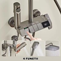 Set Coloana Dus, Afisaj Temperatura, LED Digital, 4 Functii Piano, Tip Ploaie, Design Modern Set Coloana Dus, Afisaj Temperatura, LED Digital, 4 Functii Piano, Tip Ploaie, Design Modern