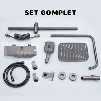 Set Coloana Dus Premium, Alama Cupru, 4 Functii, Butoane Piano, Gri Grafit, Tip Ploaie