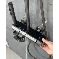 Set Coloana Dus Premium, 4 Functii, Butoane Piano, Tip Ploaie Relaxanta, Design Modern, Negru