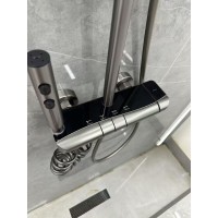 Set Coloana Dus Premium, 4 Functii, Butoane Piano, Tip Ploaie Relaxanta, Design Modern, Negru