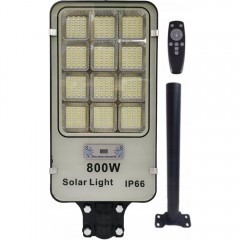 Lampa solara stradala, putere 800W, cu telecomanda, senzor de lumina si miscare, IP66 Lampa solara stradala, putere 800W, cu telecomanda, senzor de lumina si miscare, IP66
