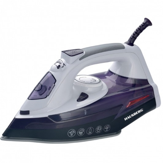 Fier de Calcat HB-7813MV, Anti-calcar, Ceramic, Rezervor Apa 300ml 2000-2300W, Alb-Mov