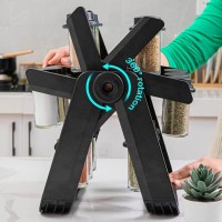 Suport Rotativ cu 18 Recipiente pentru Condimente, Design Modern 360, Sticla si Finisaj Negru